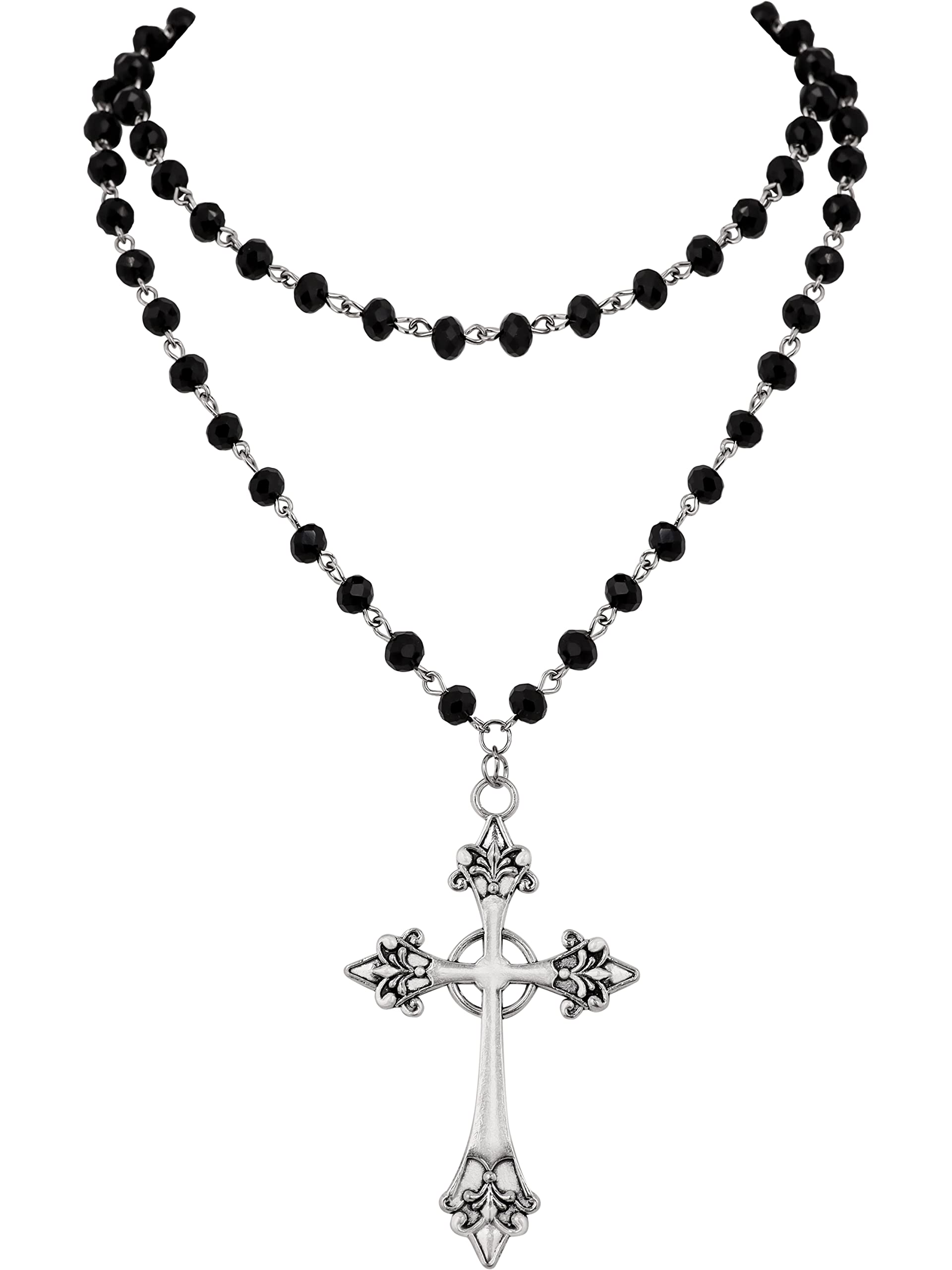 Sacina Goth Layered Cross Necklace, Gothic Emo Grunge Y2k
